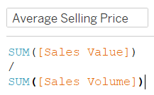 Average Selling Price Calc